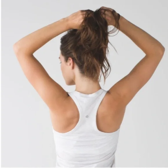 Lululemon Heathered White Racerback Tank - Picture 2 of 5